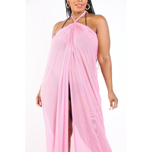 Boutique Other - Women's Halter Front Slit Beach Maxi Cover Up Swimwear Polyester/Spandex